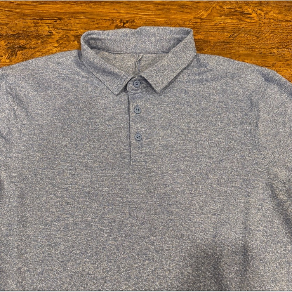 Lululemon Heather Blue Evolution Performance Preppy Casual Golf Polo Shirt Men L